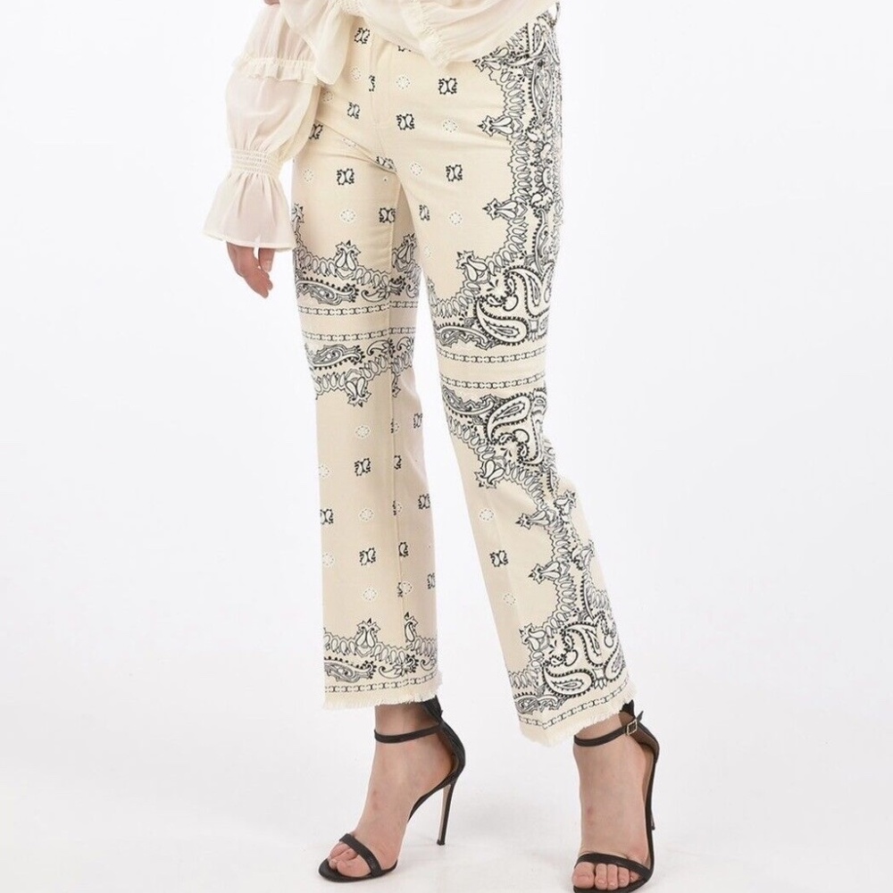 TORY BURCH Bandana Paisley Print Boot-Cut Jeans 24